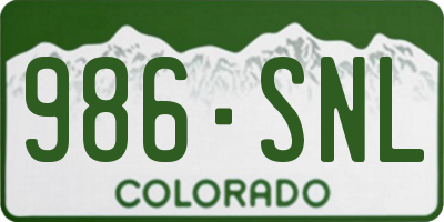 CO license plate 986SNL