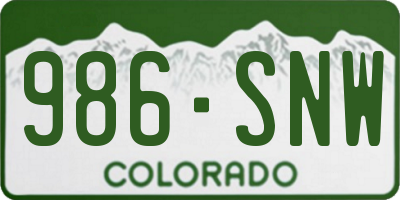 CO license plate 986SNW