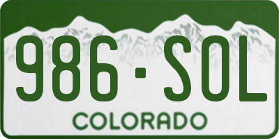 CO license plate 986SOL