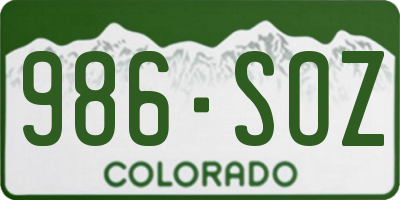 CO license plate 986SOZ