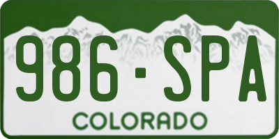 CO license plate 986SPA