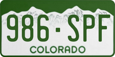 CO license plate 986SPF