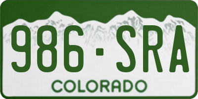 CO license plate 986SRA