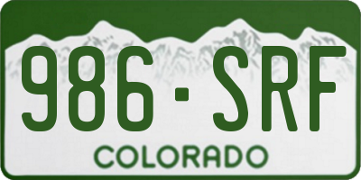 CO license plate 986SRF