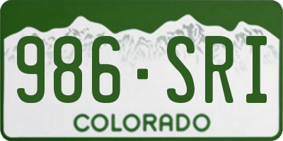 CO license plate 986SRI