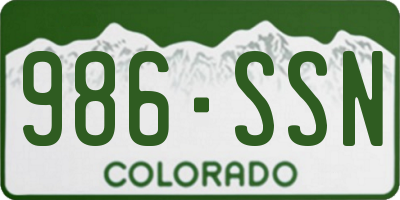 CO license plate 986SSN