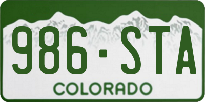 CO license plate 986STA