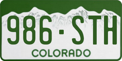 CO license plate 986STH
