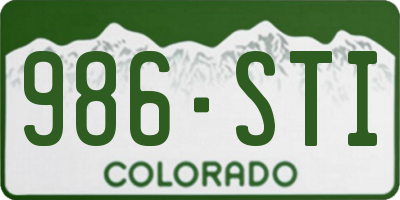 CO license plate 986STI