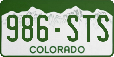 CO license plate 986STS