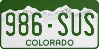 CO license plate 986SUS