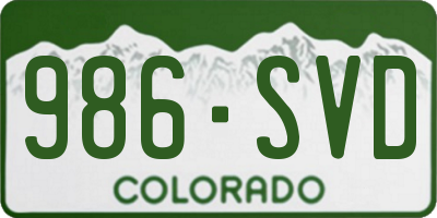 CO license plate 986SVD
