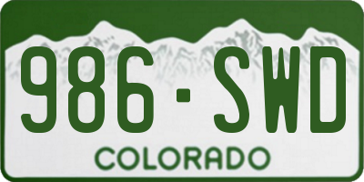 CO license plate 986SWD