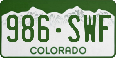 CO license plate 986SWF