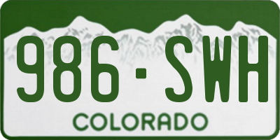 CO license plate 986SWH