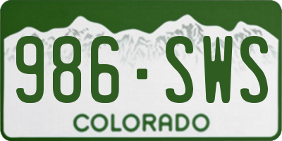 CO license plate 986SWS