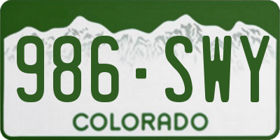 CO license plate 986SWY