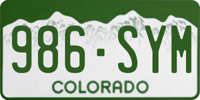 CO license plate 986SYM