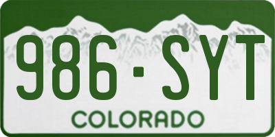 CO license plate 986SYT