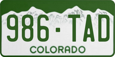 CO license plate 986TAD