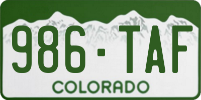 CO license plate 986TAF