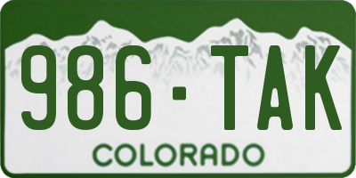 CO license plate 986TAK