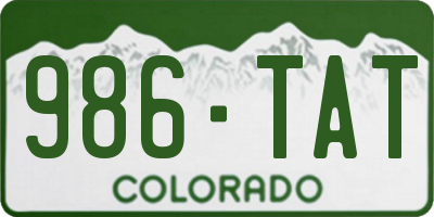 CO license plate 986TAT