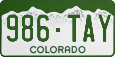 CO license plate 986TAY