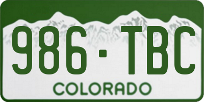 CO license plate 986TBC