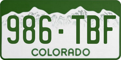 CO license plate 986TBF