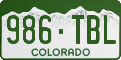CO license plate 986TBL