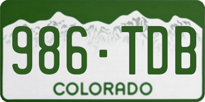 CO license plate 986TDB
