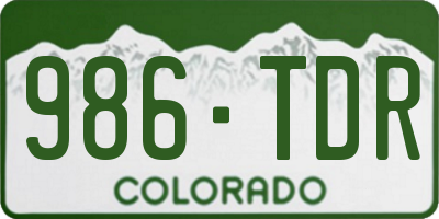 CO license plate 986TDR