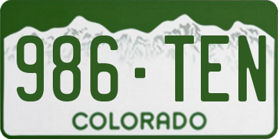 CO license plate 986TEN