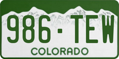 CO license plate 986TEW