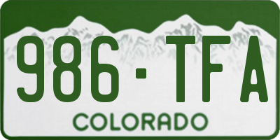 CO license plate 986TFA
