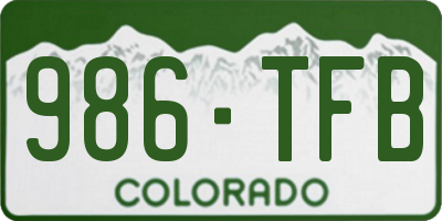 CO license plate 986TFB