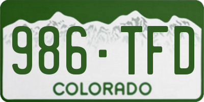 CO license plate 986TFD