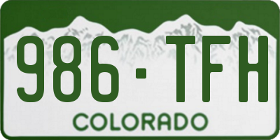 CO license plate 986TFH