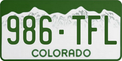 CO license plate 986TFL
