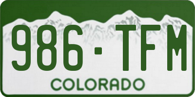CO license plate 986TFM