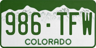 CO license plate 986TFW