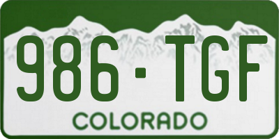 CO license plate 986TGF