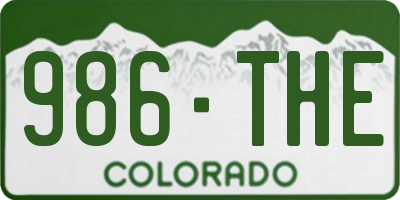 CO license plate 986THE