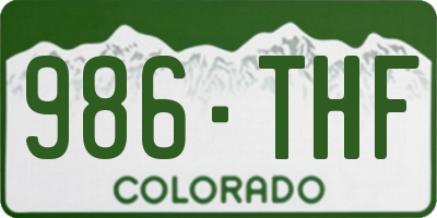 CO license plate 986THF