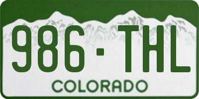 CO license plate 986THL