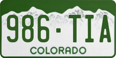 CO license plate 986TIA