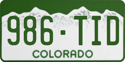 CO license plate 986TID