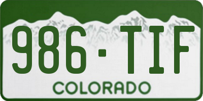 CO license plate 986TIF