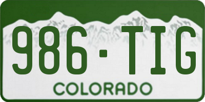 CO license plate 986TIG